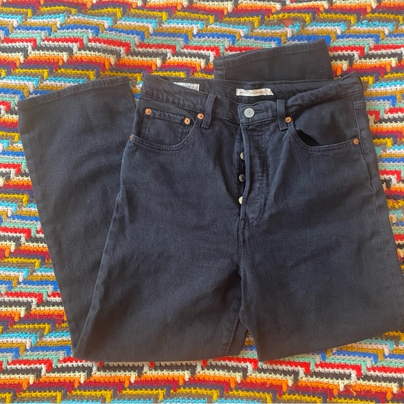 Levi’s button fly ribcage straight ankle Jean Black 30 - Picture 5 of 7